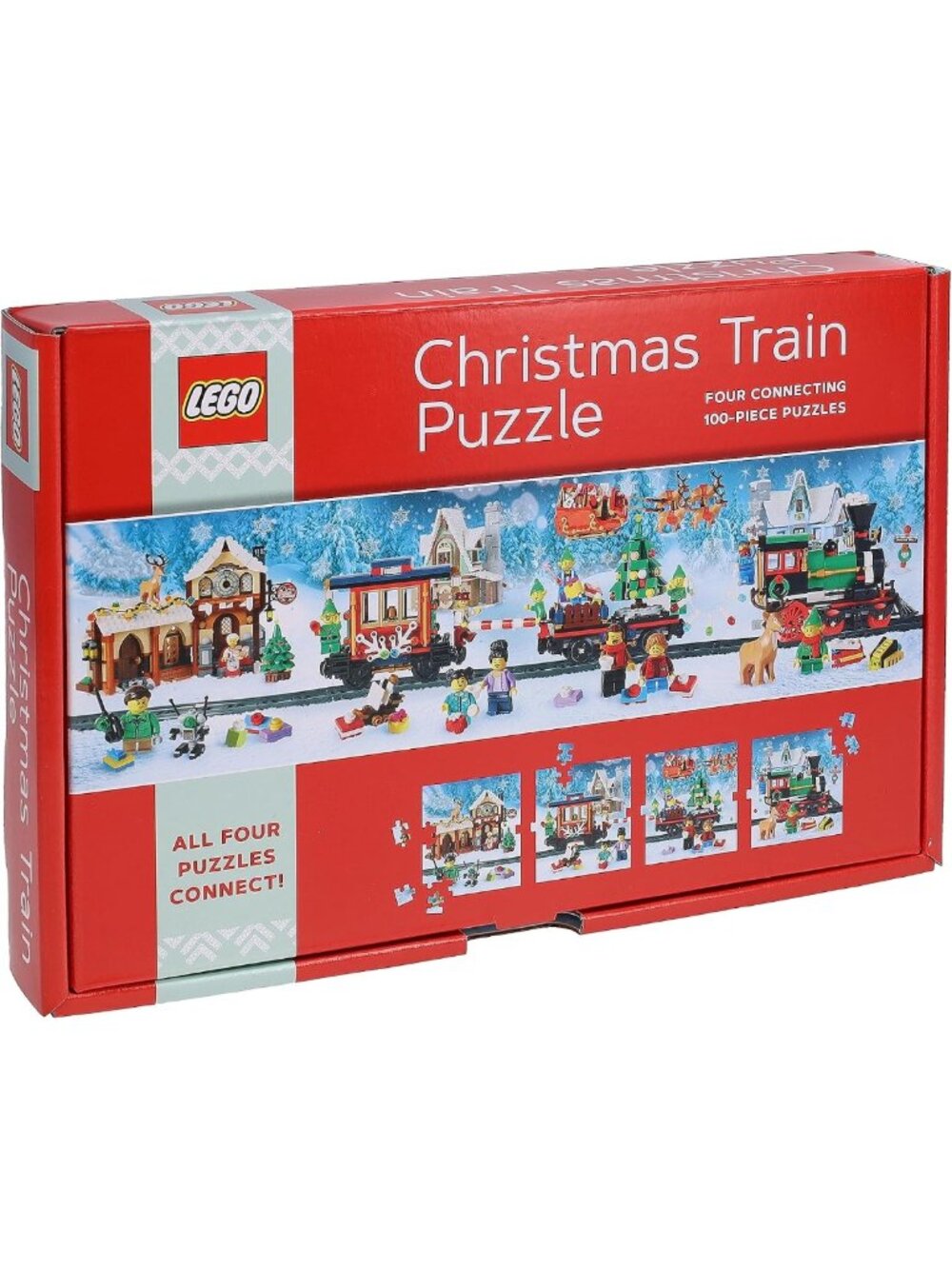 Christmas Train Jigsaw Puzzle Set | 4 Connecting 100-Piece Puzzles for Kids